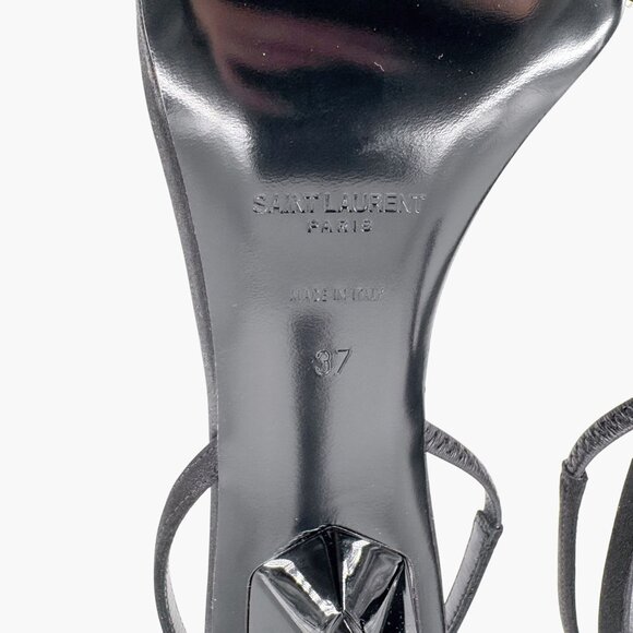 Saint Laurent Rendez Vous 75 Black Crystal Slingback Sandals Heels Size 37 US 7 - Picture 14 of 15